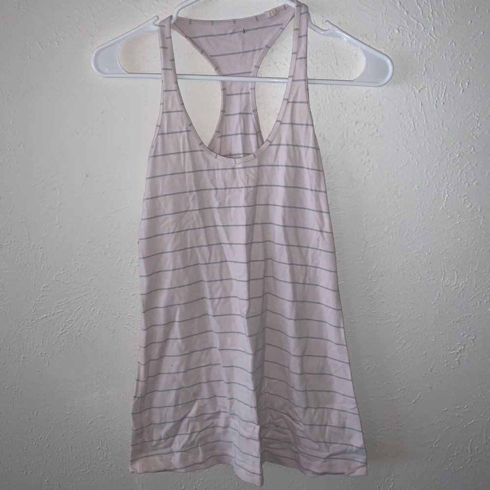 Light pink and grey lululemon workout tank top